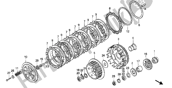 All parts for the Clutch of the Honda XBR 500S 1988