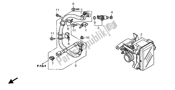 All parts for the Throttle Body of the Honda NPS 50 2010