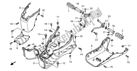 All parts for the Floor Step & Pillion Step of the Honda PES 125 2013