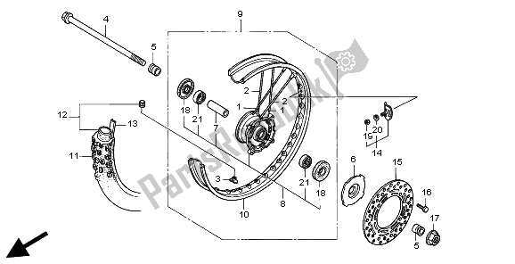 All parts for the Front Wheel of the Honda CR 80 RB LW 2002