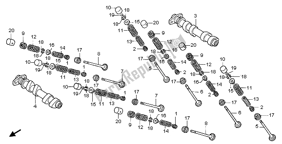 All parts for the Camshaft & Valve (front) of the Honda VFR 800A 2009