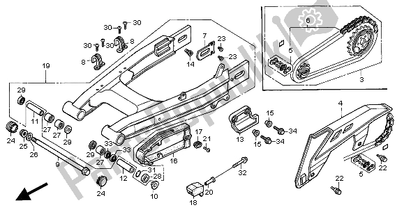 Todas las partes para Basculante Y Caja De Cadena de Honda XRV 750 Africa Twin 2000