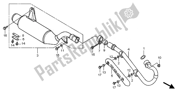 Alle onderdelen voor de Uitlaatdemper van de Honda TRX 300 EX 2008