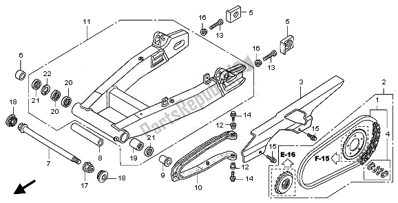 All parts for the Swingarm & Chain Case of the Honda CB 1300 SA 2008