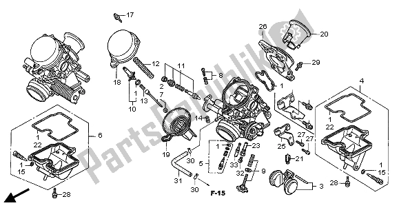 All parts for the Carburetor (component Parts) of the Honda CBF 500A 2006