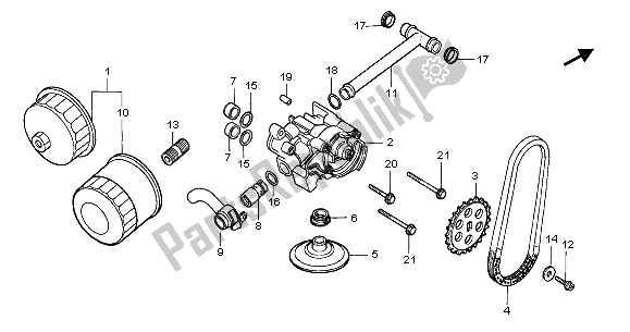 Todas las partes para Filtro De Aceite Y Bomba De Aceite de Honda NT 650V 2003