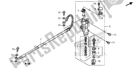 All parts for the Rear Brake Master Cylinder of the Honda CRF 450R 2015