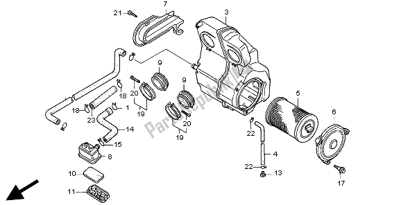 All parts for the Air Cleaner of the Honda CB 500S 1998