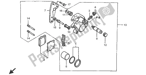 Tutte le parti per il Pinza Freno Anteriore del Honda CR 85R SW 2005