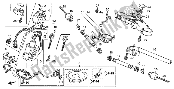 Tutte le parti per il Gestire Il Tubo E Il Ponte Superiore del Honda CBR 600 RR 2009