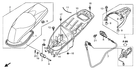 All parts for the Seat & Luggage Box of the Honda SH 125 2011