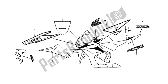 Alle onderdelen voor de Merk & Streep van de Honda CBR 600 RR 2012