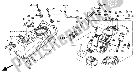 All parts for the Fuel Pump of the Honda ST 1300 2004