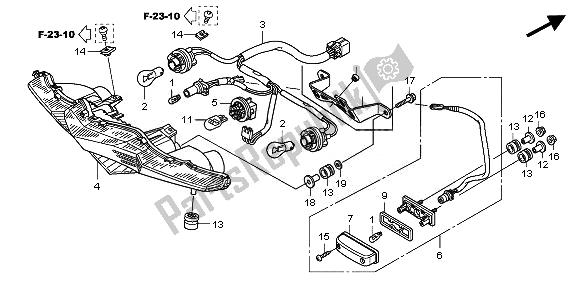 Tutte le parti per il Fanale Posteriore del Honda VFR 1200F 2011