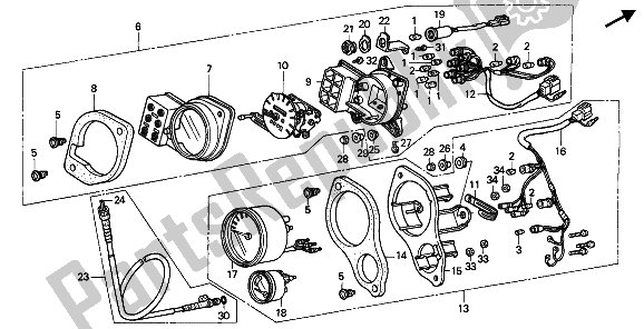 All parts for the Meter (mph) of the Honda XRV 750 Africa Twin 1990