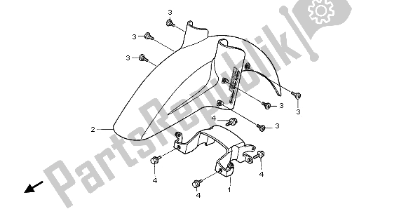 Tutte le parti per il Parafango Anteriore del Honda XL 1000V 2003