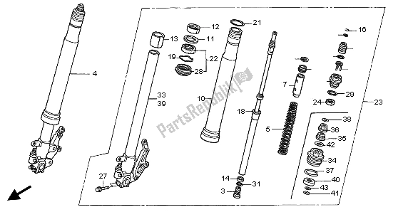 All parts for the Front Fork of the Honda VTR 1000 SP 2002