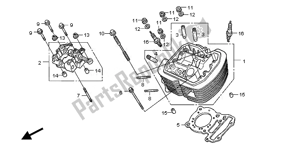 All parts for the Front Cylinder Head of the Honda VT 750C2B 2010