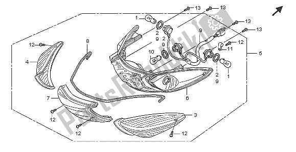 Tutte le parti per il Luce Di Combinazione Posteriore del Honda SH 150 2005