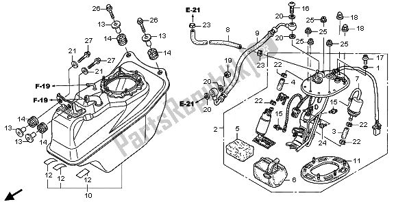 All parts for the Fuel Pump of the Honda ST 1300A 2010