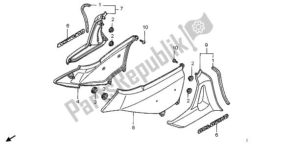 All parts for the Side Cover of the Honda GL 1800A 2006