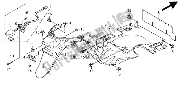 All parts for the Rear Fender of the Honda SH 300A 2013