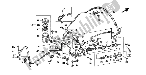 Tutte le parti per il Pompa Freno Posteriore del Honda GL 1500 SE 1991