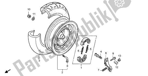 All parts for the Rear Wheel of the Honda NHX 110 WH 2011