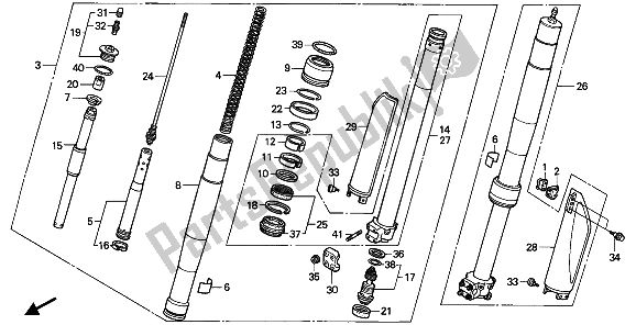 All parts for the Front Fork of the Honda CR 250R 1990