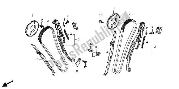 All parts for the Cam Chain of the Honda VT 750 CS 2012