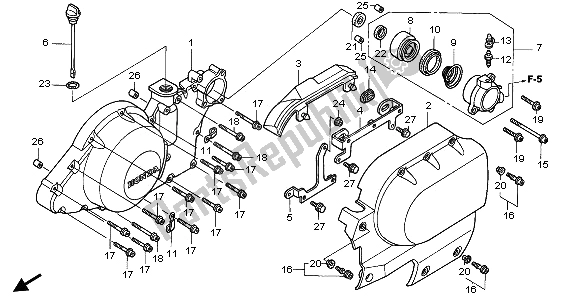 All parts for the Left Crankcase Cover of the Honda VTX 1800C1 2006