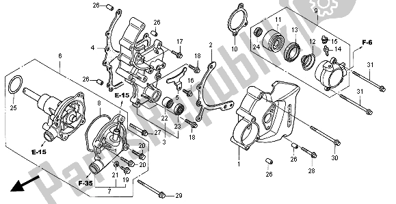 Tutte le parti per il L. Coperchio E Pompa Dell'acqua del Honda VFR 800 FI 1998