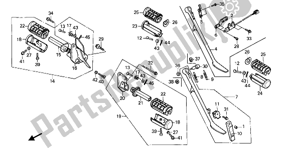 All parts for the Step & Stand of the Honda VT 1100C 1988