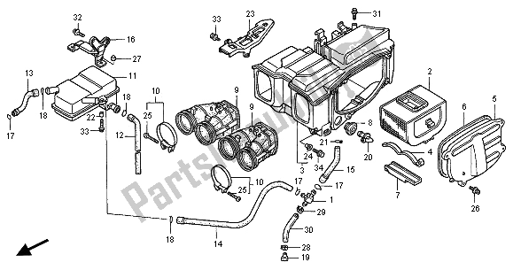 Alle onderdelen voor de Luchtfilter van de Honda CB 750F2 2001