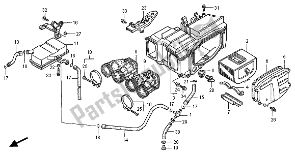 All parts for the Air Cleaner of the Honda CB 750F2 2001