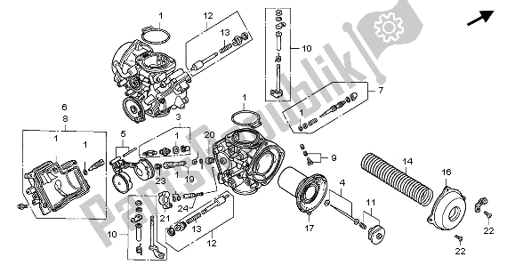 Todas as partes de Carburador (peças Componentes) do Honda GL 1500 SE 1997