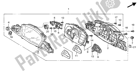 All parts for the Meter (mph) of the Honda ST 1300 2007