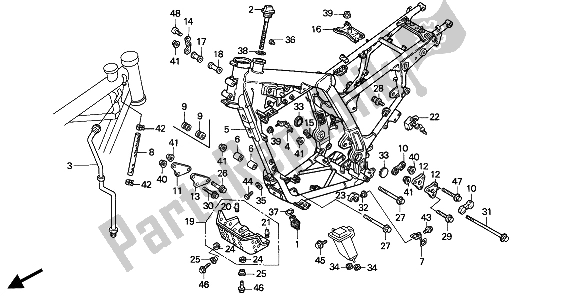 All parts for the Frame Body of the Honda NX 650 1994