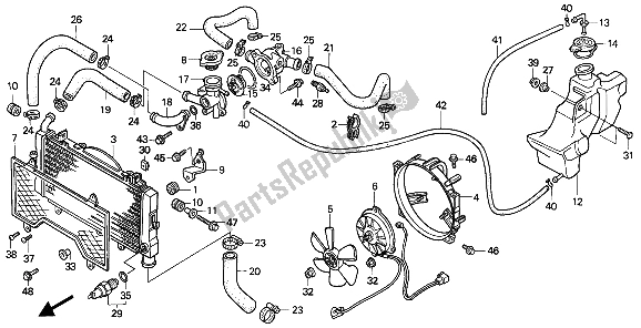 Alle onderdelen voor de Radiator van de Honda CBR 1000F 1988