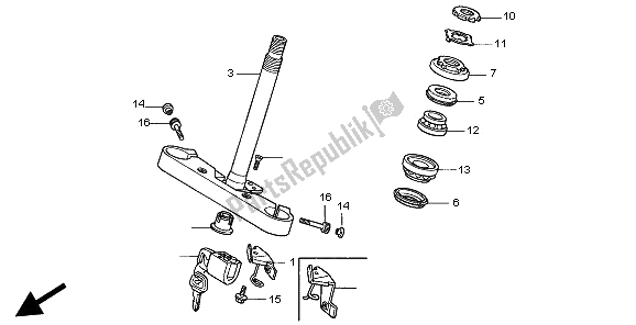 All parts for the Steering Stem of the Honda VT 1100C2 1997