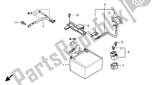 All parts for the Battery of the Honda SH 125 2009