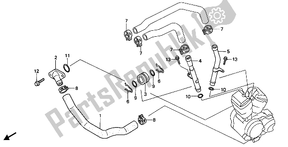 All parts for the Water Pipe of the Honda VT 600C 1988