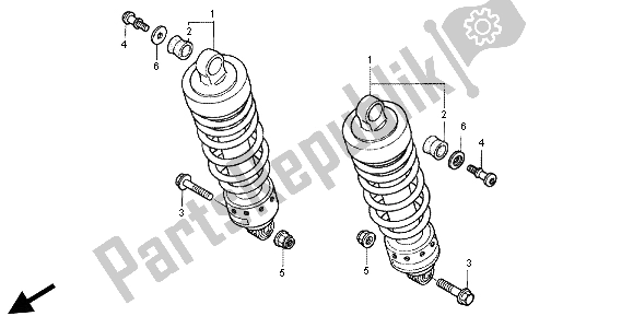 All parts for the Rear Cushion of the Honda CB 1300X4 1998