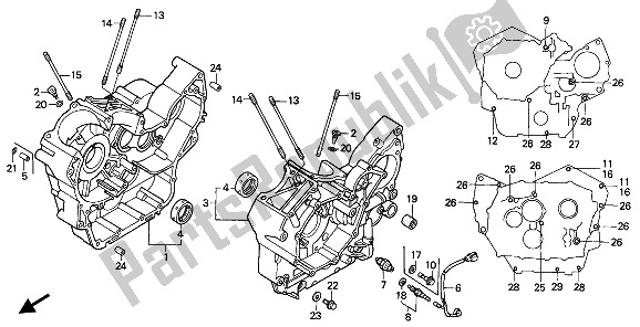 All parts for the Crankcase of the Honda NTV 650 1991