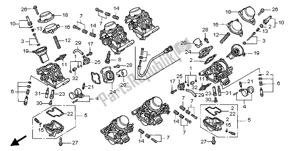 All parts for the Carburetor (component Parts) of the Honda GL 1500C 1997