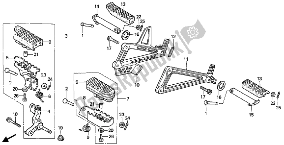 All parts for the Step of the Honda NX 650 1992