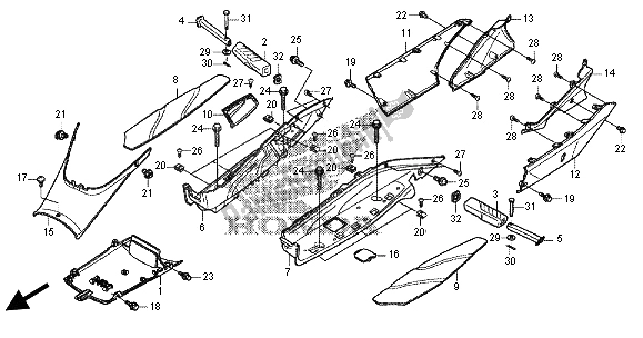 All parts for the Floor Panel & Center Cover of the Honda FES 125 2012