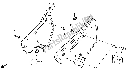 Todas las partes para Cubierta Lateral de Honda XR 250R 1988