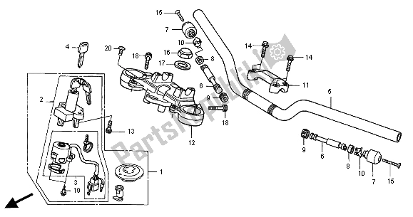 All parts for the Handle Pipe & Top Bridge of the Honda CB 600F Hornet 2001