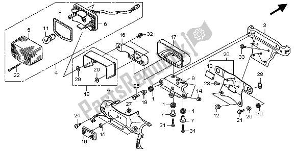 All parts for the Taillight of the Honda VT 750S 2011